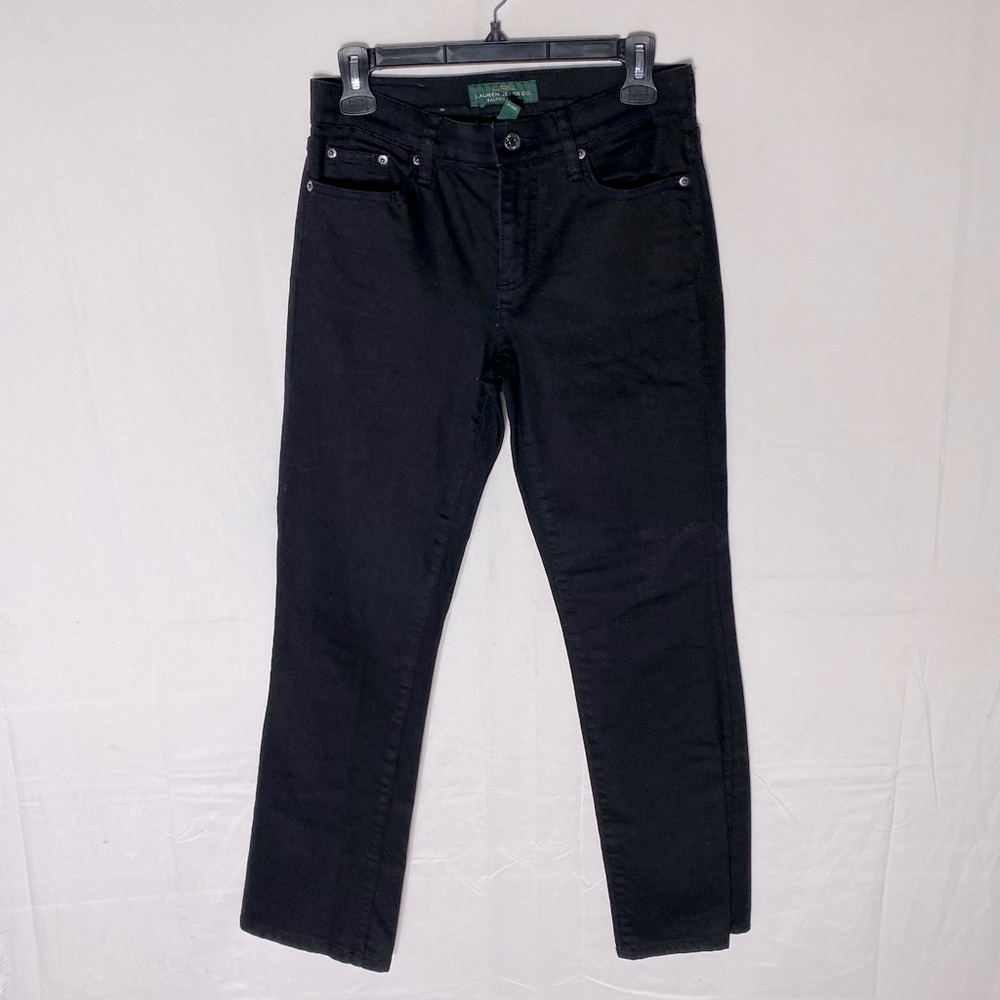 Lauren Ralph Lauren Black Mid Rise Straight Leg Jeans 2 Normcore Minimalist